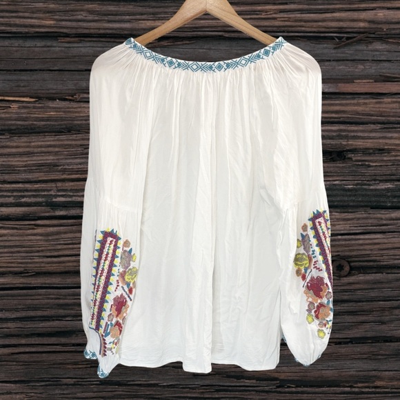 Raj White and Blue Embellished Blouse - Picture 2 of 3
